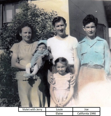 VIOLET WITH JERRY, LOUIE, ELAINE & JOE  IN CALIFORNIA 1946